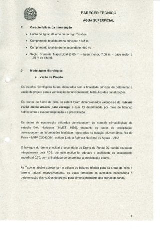 Parecer técnico Supram - Processo de outorga nº 11207/2013