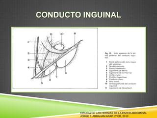 CIRUGIA DE LAS HERNIAS DE LA PARED ABDOMINAL
JORGE F. ABRAHAM ARAP, 2ª ED, 2010
 