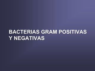 BACTERIAS GRAM POSITIVAS
Y NEGATIVAS