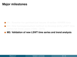 Summer mean LSWT variation: 1986 – 2016
Milestone 3 Validation and trends 32 / 44
 