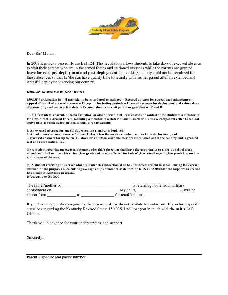 absences letter for school