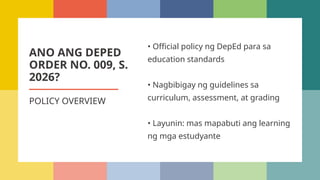 Comprehensive Parent Orientation on DepEd Order No. 009, S. 2026 for ...