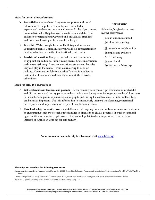 conference sheet for teachers