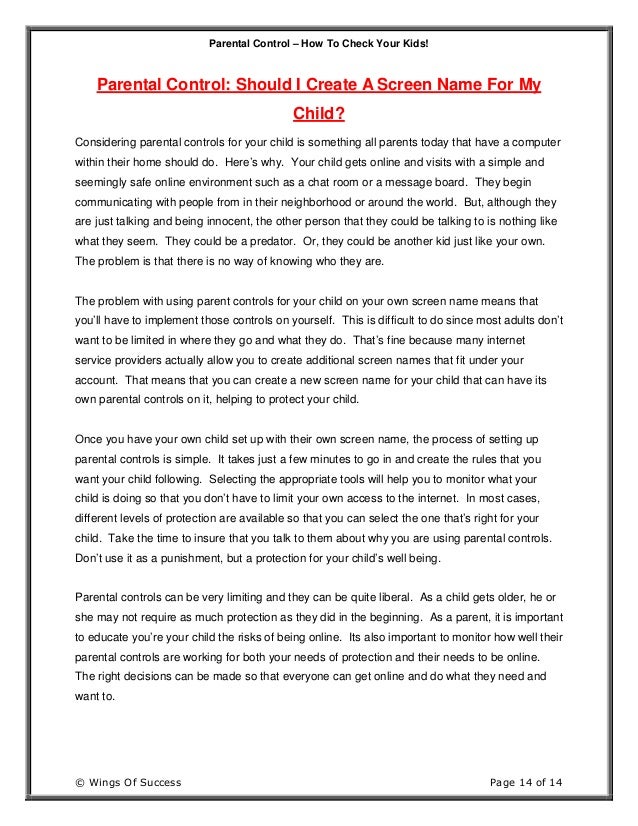 Parental control - How to check your kids | PDF
