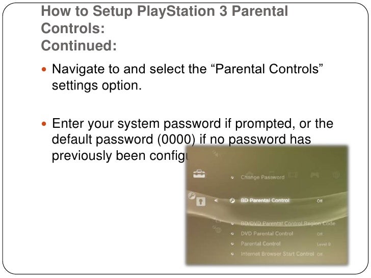 how to change parental control password on ps3