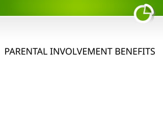 Parental Involvement Benefits
PARENTAL INVOLVEMENT BENEFITS
 