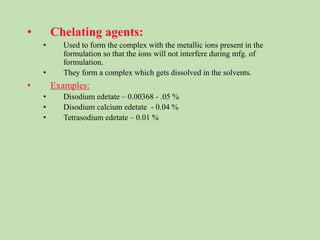 Chelating Agent Example Parenteral drug delivery | PPT