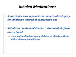 Inhaled Medications:-
 
