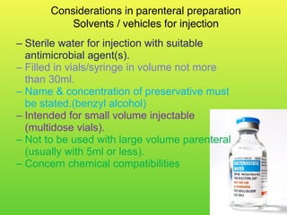 Sterile dosage forms: Parenterals | PDF