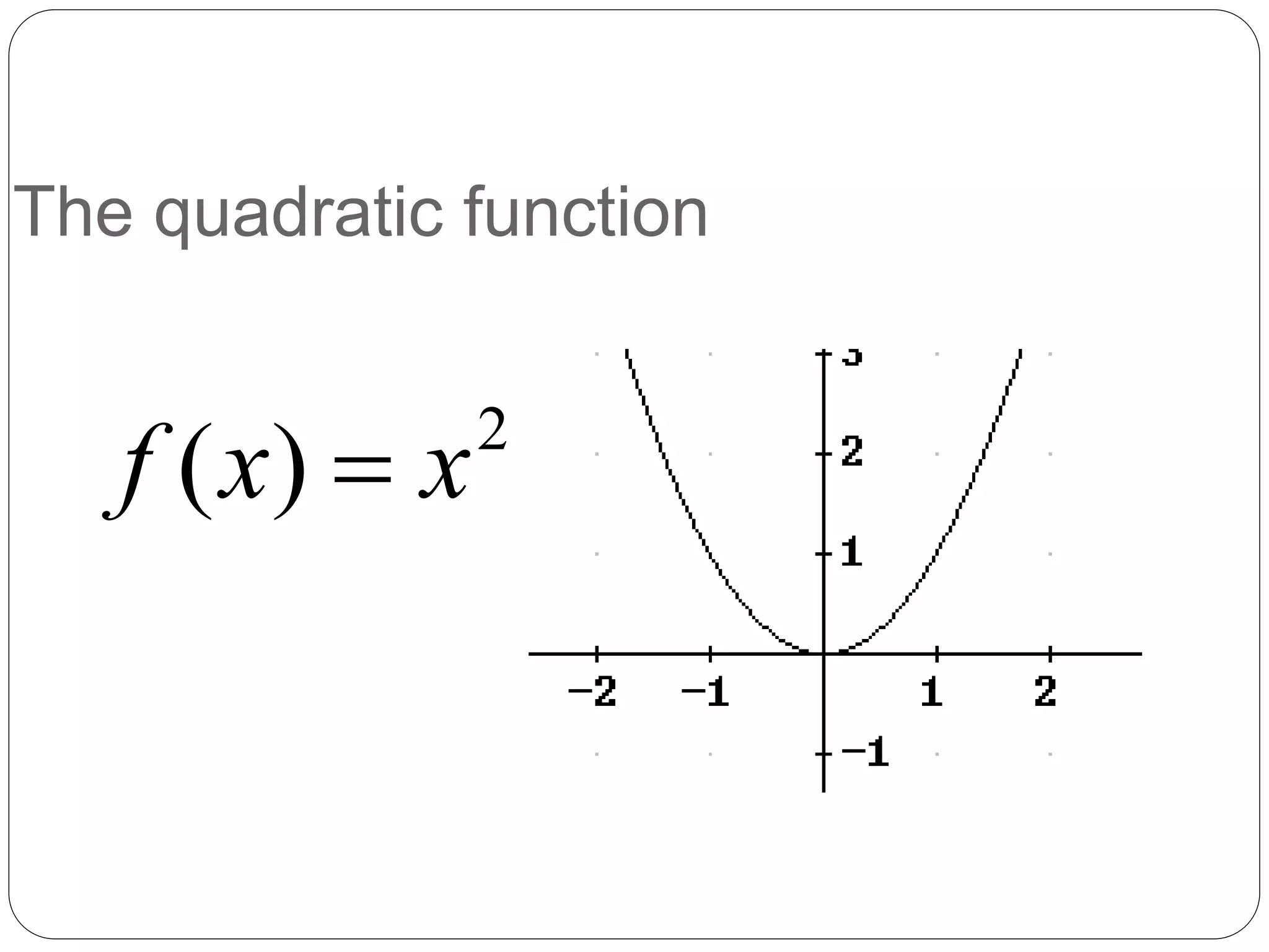 The quadratic function
2
)
( x
x
f 
 