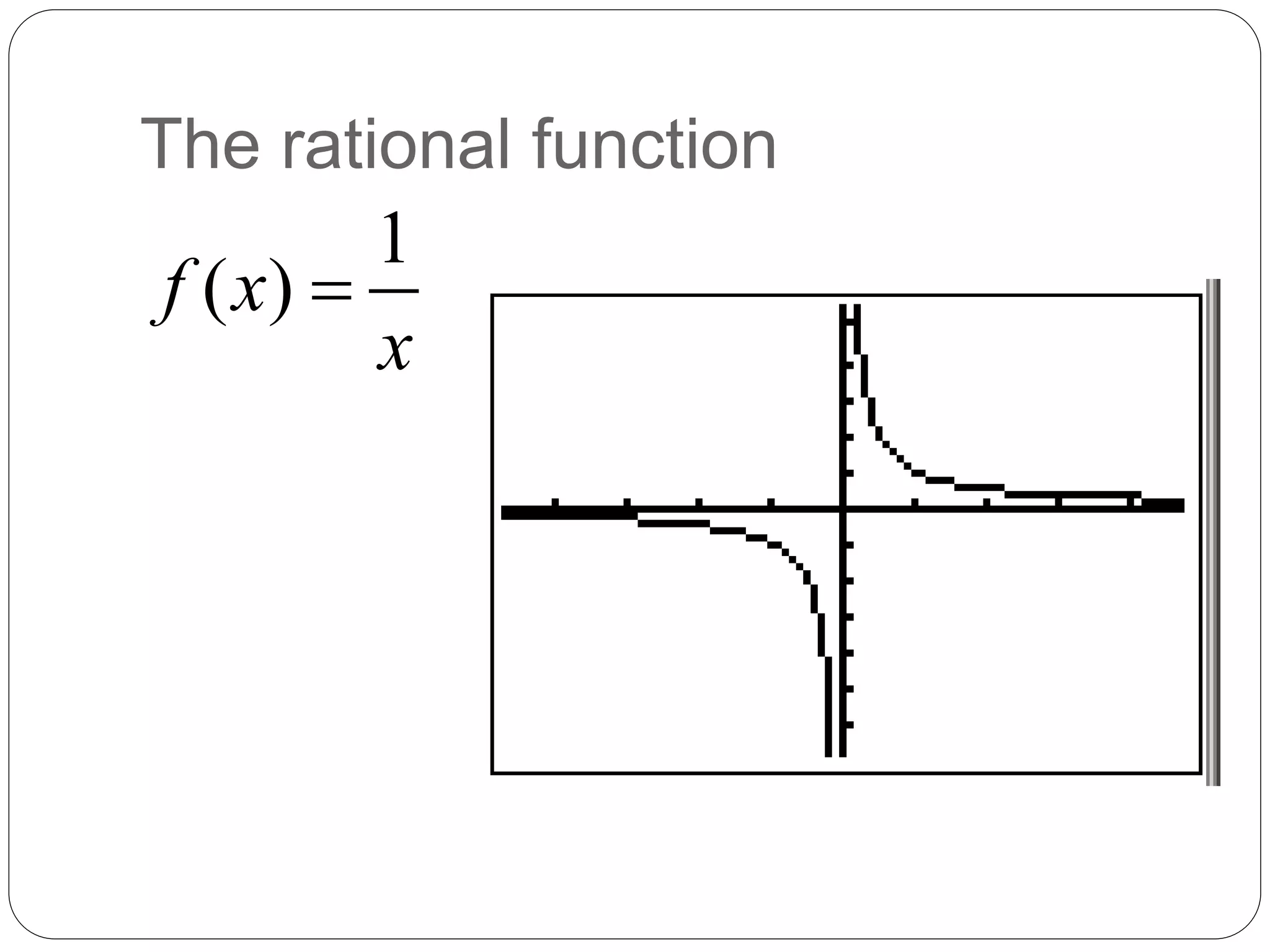The rational function
1
( )
f x
x

 