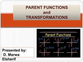 PARENT FUNCTIONS
and
TRANSFORMATIONS
Presented by:
D. Marwa
Elsherif
 