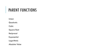 Parent Representive Math Parent Functions and relation , math worksheet | PPTX