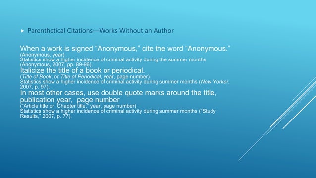 Parenthetical source citations presentation | PPT