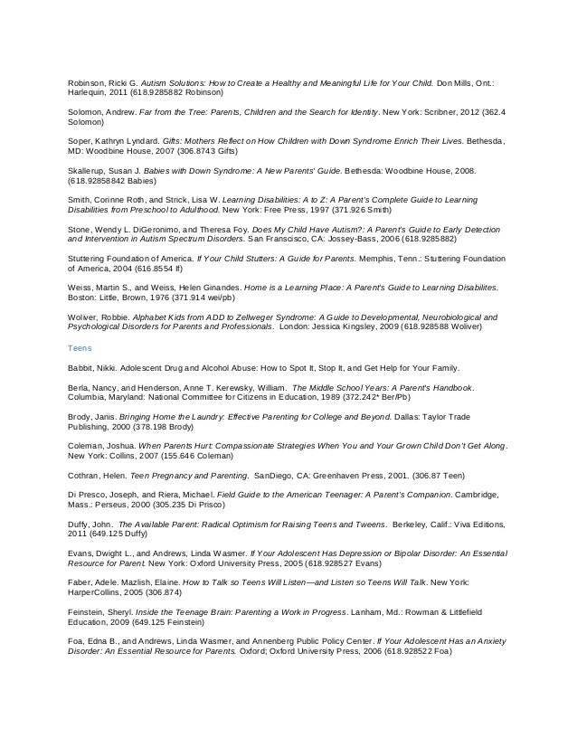 Parenting Bibliography - 