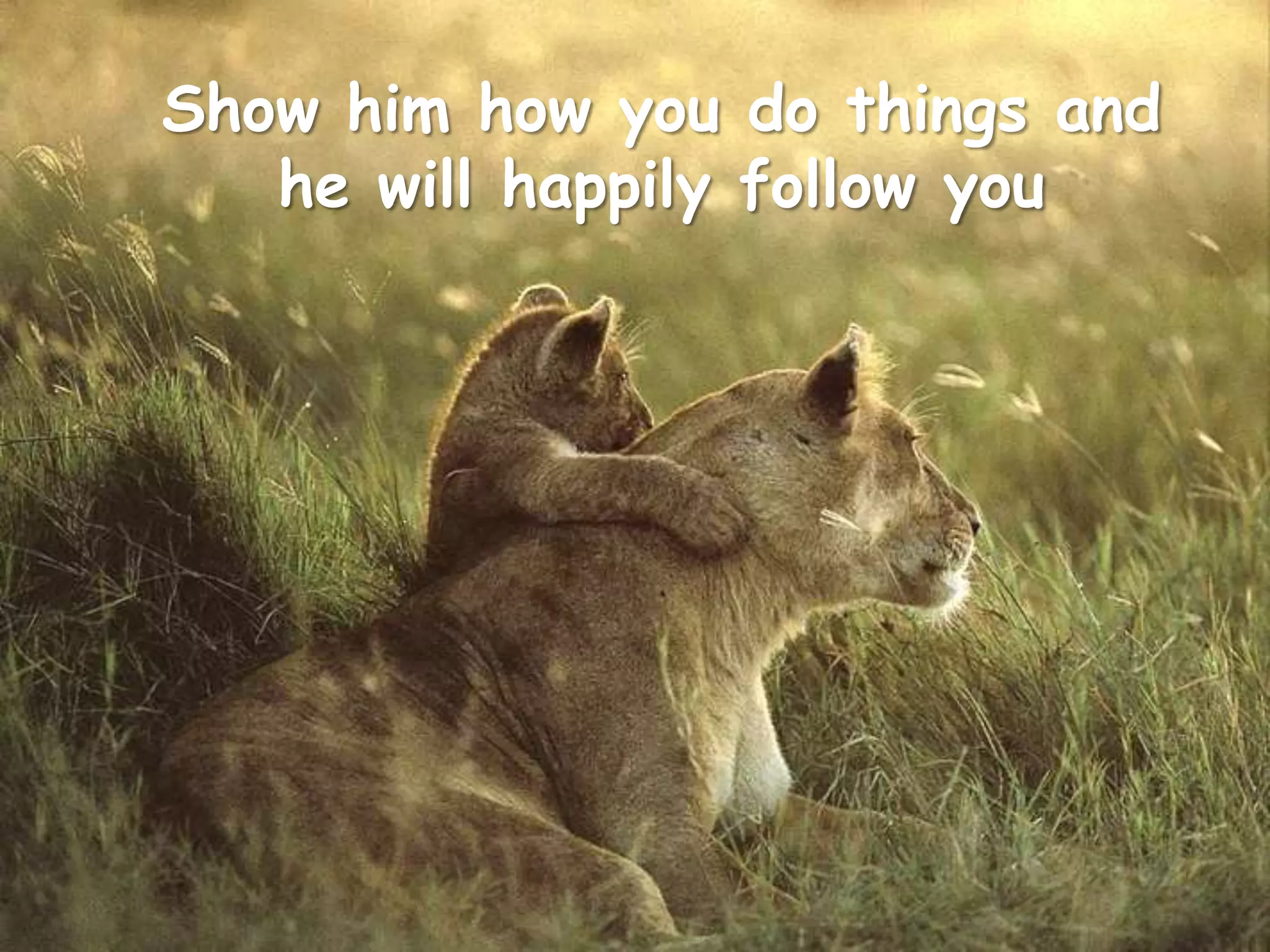 Show him how you do things and
he will happily follow you