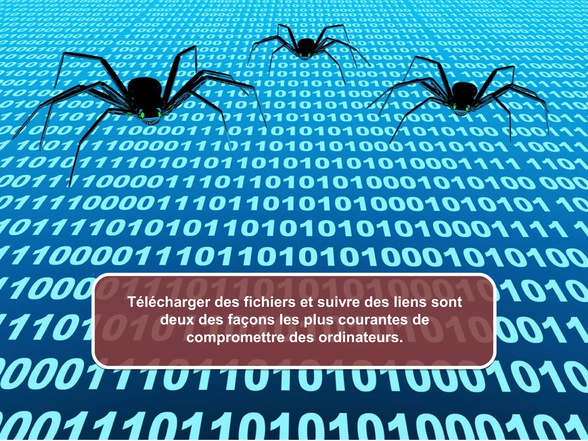 Télécharger des fichiers et suivre des liens sont
                          deux des façons les plus courantes de
                              compromettre des ordinateurs.




© 2012 HabiloMédias
 