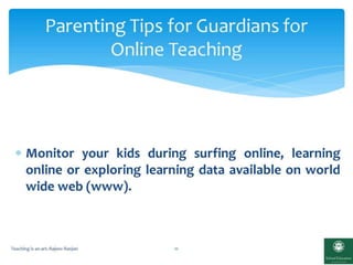 Parenting tips and guidelines for online learning