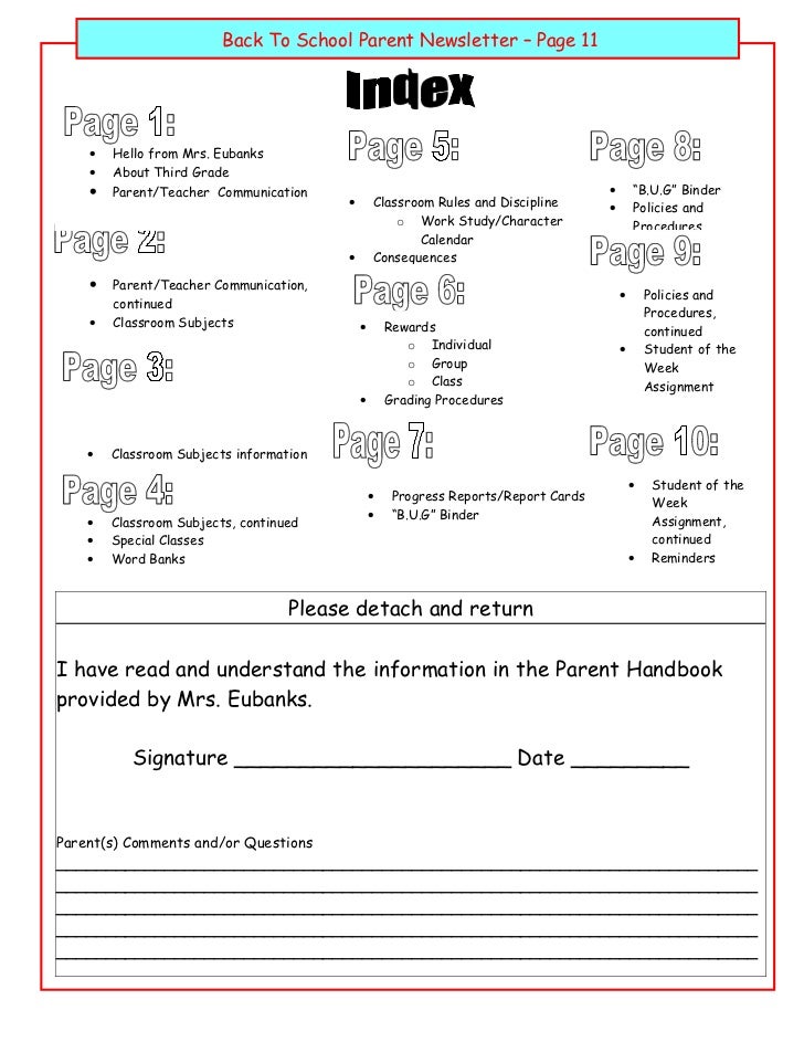 parent newsletter examples