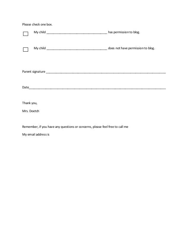 parental permission letter