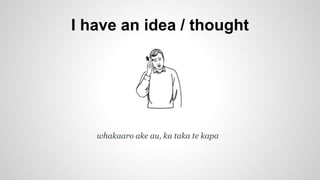 I have an idea / thought
whakaaro ake au, ka taka te kapa
 