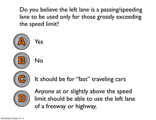 When parking uphill on a road with a
curb, which direction should your wheels
face?
Left
 