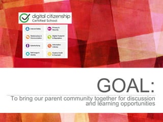GOAL:To bring our parent community together for discussion
and learning opportunities