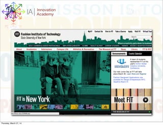 WHYI Innovation
AcademyA
Thursday, March 27, 14
 