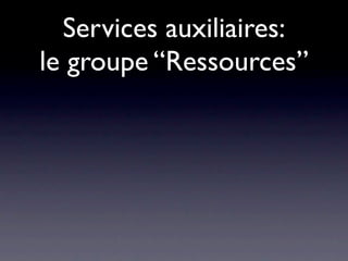 Services auxiliaires:
le groupe “Ressources”
 