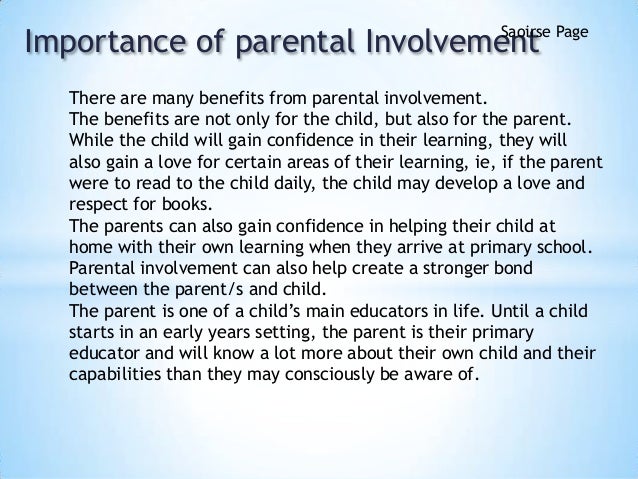 The Importance Of Parental Involvement On Children