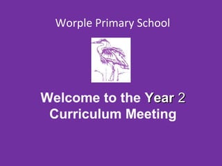 Welcome to the YearYear 22
Curriculum Meeting
Worple Primary School
 