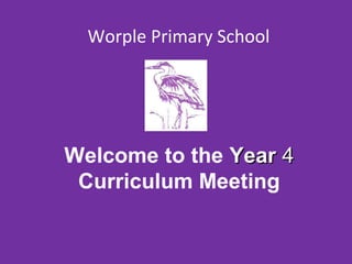 Welcome to the YearYear 44
Curriculum Meeting
Worple Primary School
 