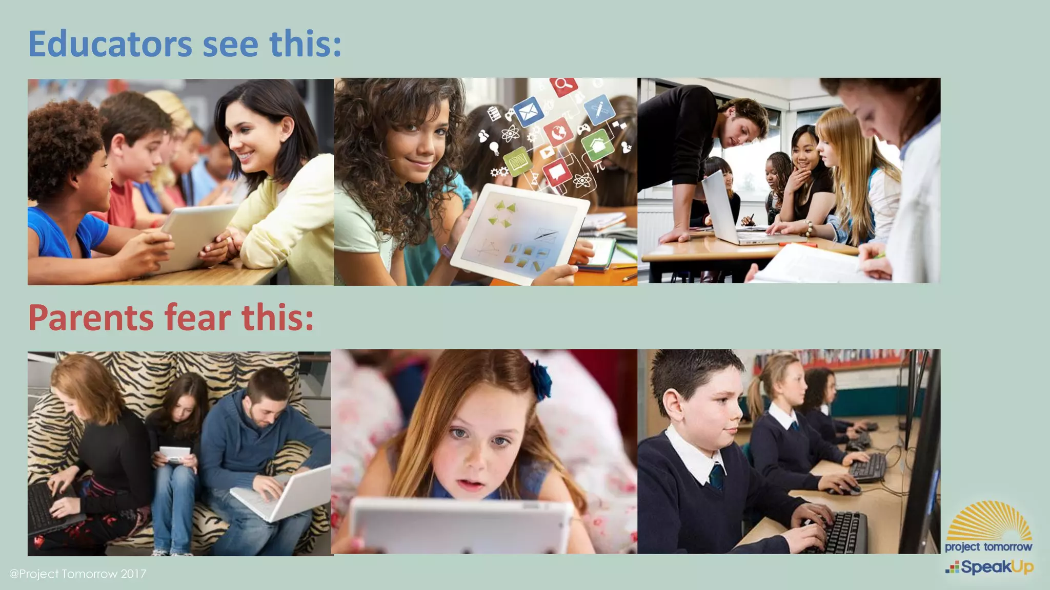 @Project Tomorrow 2017
Educators see this:
Parents fear this:
 