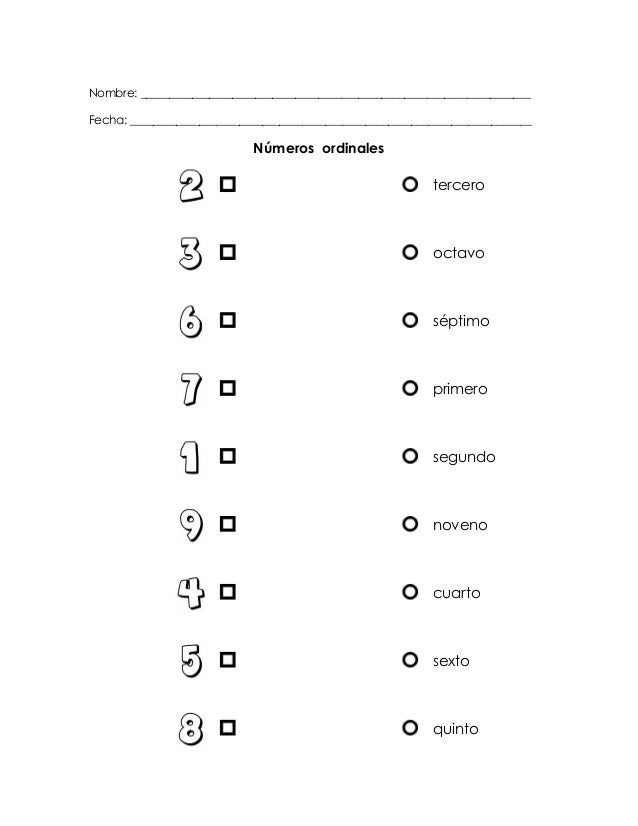 Pareo De Numero Ordinal