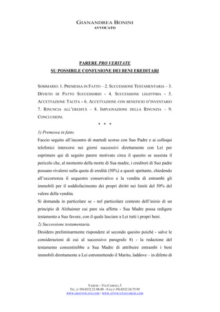 Lettera eredi divisione ereditaria