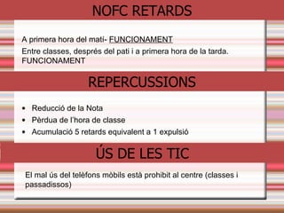 NORMES A RECORDAR
● Lloc on seuen i com varien: setmanalment corren un lloc. Omplir i enganxar damunt la taula
la distribució.
● No poden sortir al passadís entre classes (RECORDAR I RECORDAR)
● Lavabos: RESTARAN OBERTS SEMPRE QUE ES MANTINGUIN NETS
● No menjar ni beure a classe ni als passadissos, xiclet tampoc
● Respectar la recollida selectiva a les aules i al pati. Premis a final de curs recollida ben feta
a la classe. Premis mediambientals perquè som una Escola Verda
● Mantenir els patis nets
● No cridar ni córrer pels passadissos
● Respecte en el tracte amb tot el personal del Centre
● No es pot fumar en cap espai del centre
 