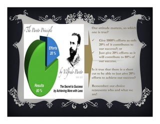 Our attitude to Pareto's principle