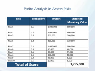 Parito Analysis in Assess Risks
 