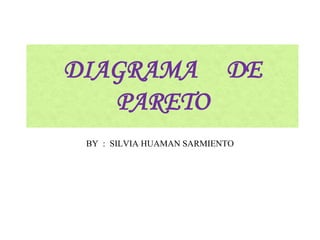 DIAGRAMA DE
PARETO
BY : SILVIA HUAMAN SARMIENTO
 