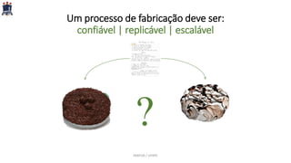 Um processo de fabricação deve ser:
confiável | replicável | escalável
?
PARFOR / UFRPE
 