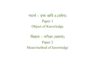 Pariksha.pptx The Ayurvedic Topic Of Padarth Vijyan | PPTX