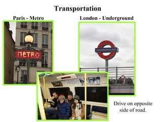 Transportation Paris - Metro London - Underground Drive on opposite side of road. 