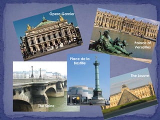 Ópera Garnier

Palace of
Versailles
Place de la
Bastille
The Louvre

The Seine

 