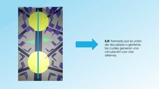 EJE: formado por la unión
de dos plazas o glorietas,
las cuales generan una
circulación con vías
alternas.
 