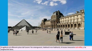 Si agafessis els diferents pisos del Louvre i les estenguessis, habitació rere habitació, el museu mesuraria vuit milles, o la
longitud del Sena.
 