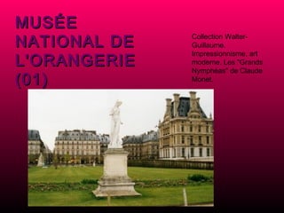 MUSÉE NATIONAL DE L'ORANGERIE (01) Collection Walter-Guillaume. Impressionnisme, art moderne. Les "Grands Nymphéas" de Claude Monet. 