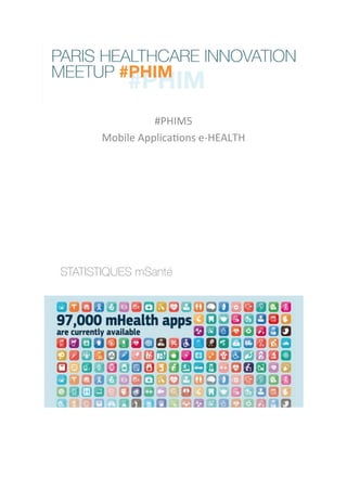 #PHIM5'
Mobile'Applica1ons'e4HEALTH'
STATISTIQUES mSanté
 