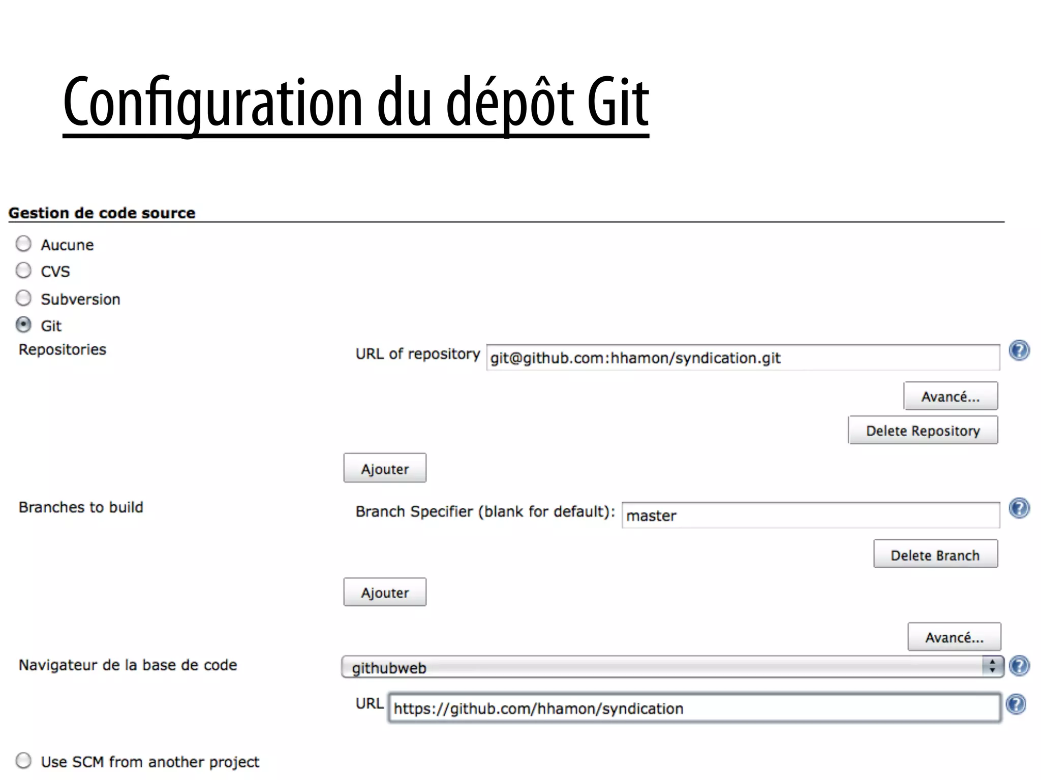 Con guration du dépôt Git
 