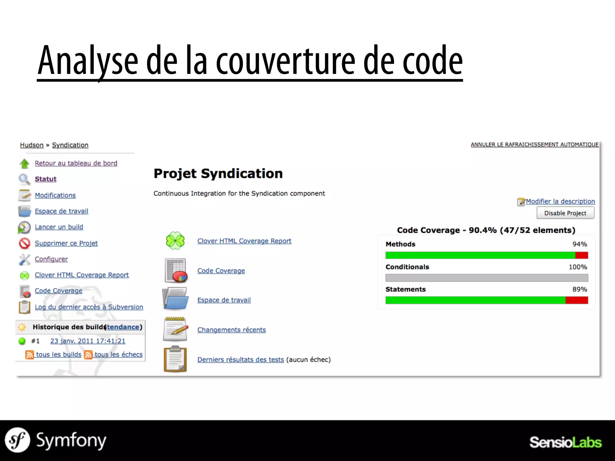 Analyse de la couverture de code
 