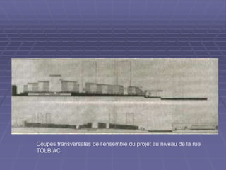 Coupes transversales de l’ensemble du projet au niveau de la rue
TOLBIAC
 